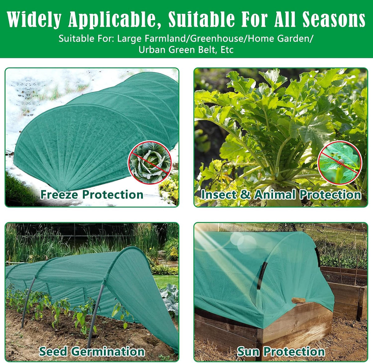 10x50 ft plant cover freeze protection, 1.9oz/yd² thick showing dimensions