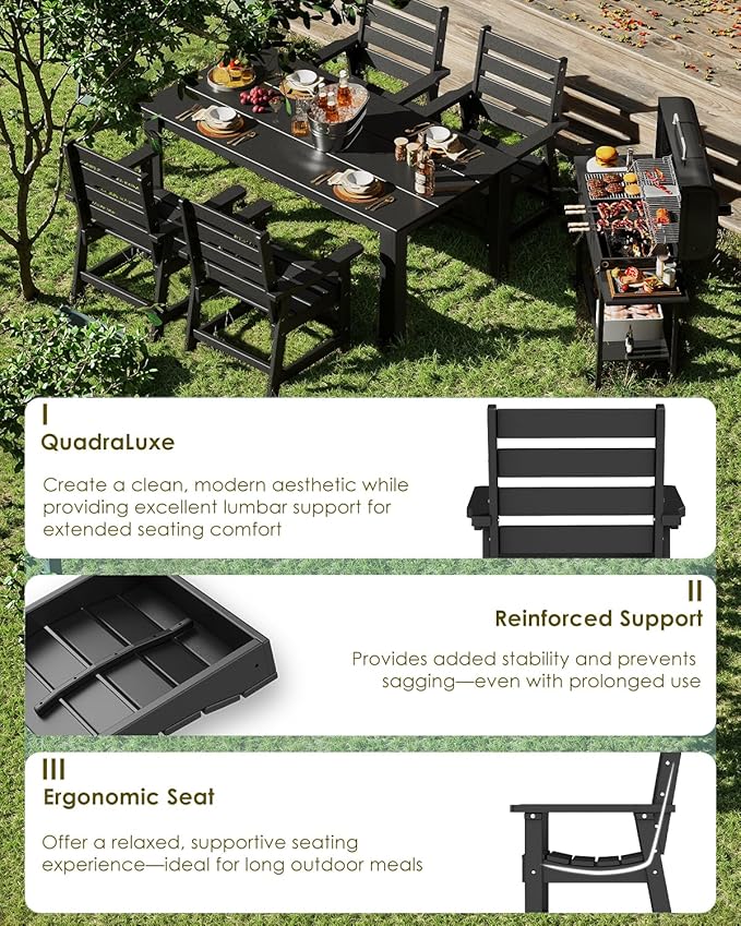 GREENVINES Outdoor Dining Chair | HDPE | Patio Chairs | All-Weather | Black