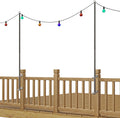2 Pack 6.5 FT Stainless Steel String Lights Pole Bracket/Holder for Deck Railing Wood Posts, Black