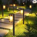 Mancra Solar Pathway Lights Outdoor, 10 Pack Metal & Glass Solar Lights Outdoor Waterproof Landscape Path Lights for Yard Walkway Garden Decor, Warm White