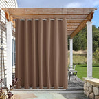 NICETOWN Outdoor Patio Curtain Windproof and Waterproof, Grommet Top & Bottom Wind-Break Thermal Insulated Blackout Extra Wide Weighted Blind for Gazebo/Front Porch, Tan, 1-Pack, W100 x L120