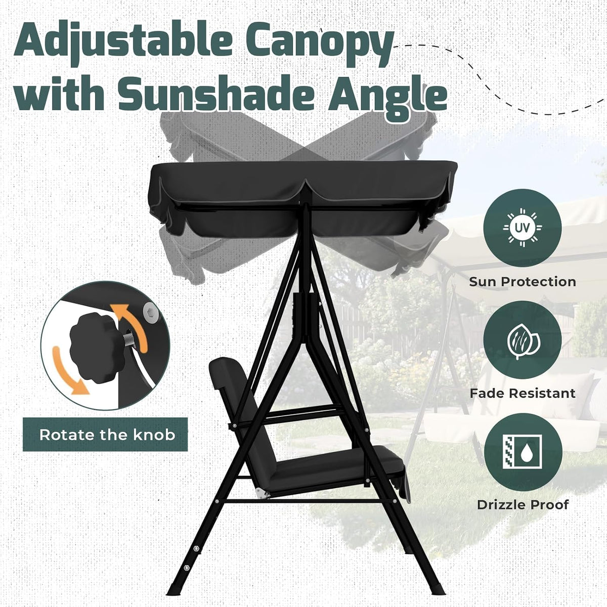 aecojoy porch swing with stand, outdoor swings for, close-up detail