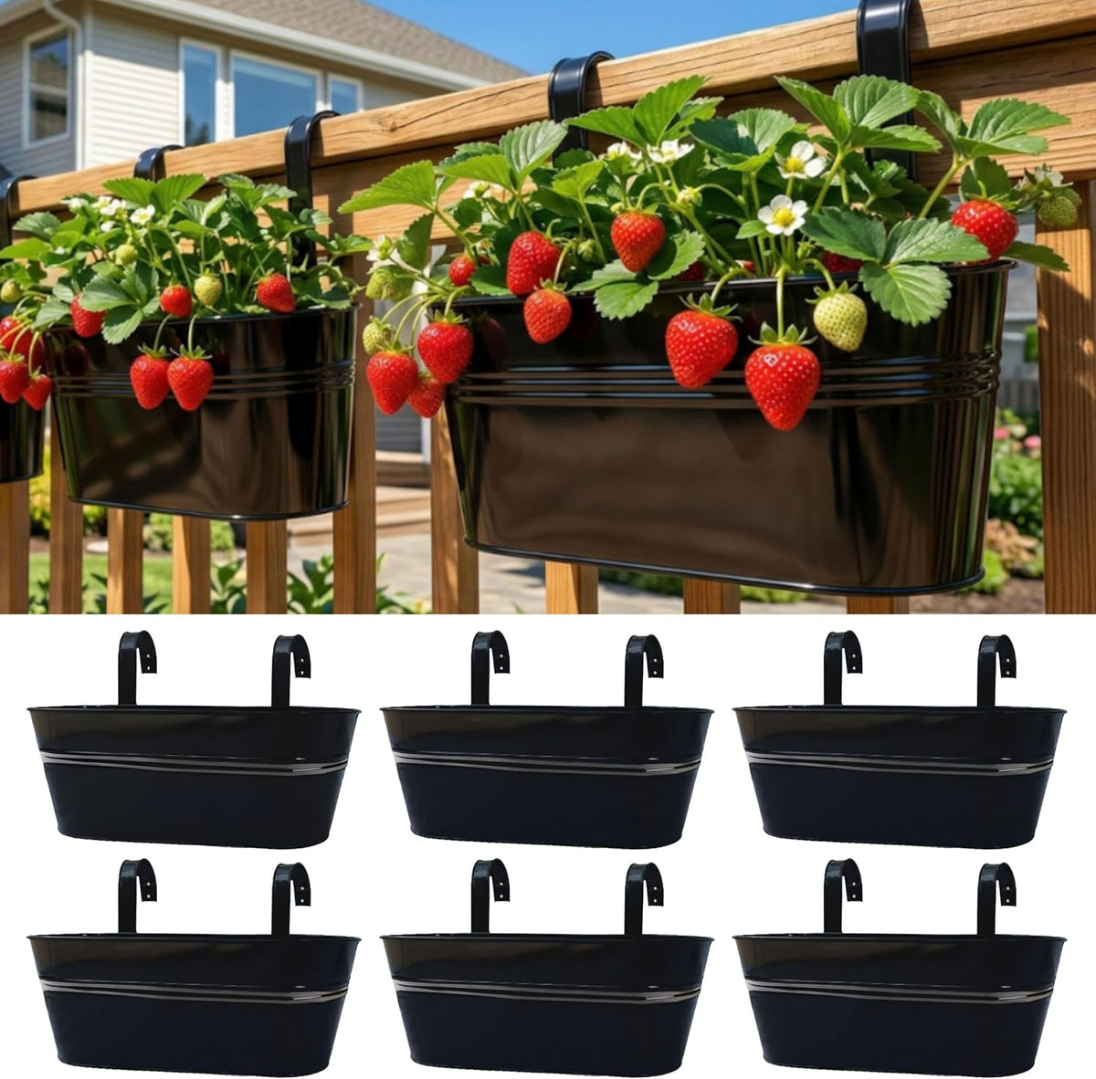 lalagreen boho rail planter (16 in, 6 pack), main product view