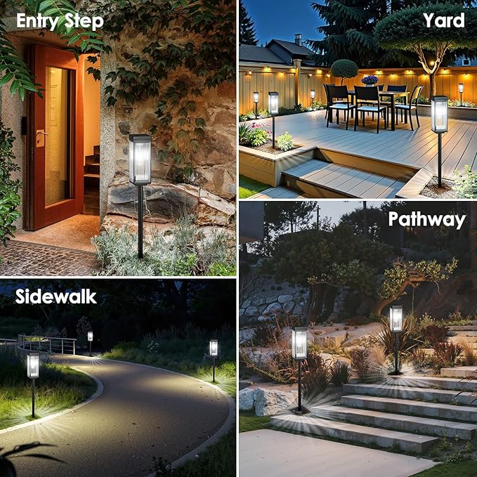 Solar Pathway Lights Outdoor, 8 Pack Upgraded Solar Lights Outdoor Waterproof, Bright Up to 15 Hrs Auto On/Off Garden Light for Yard Patio Lawn Path Walkway Driveway Outside Decor(Cool White)