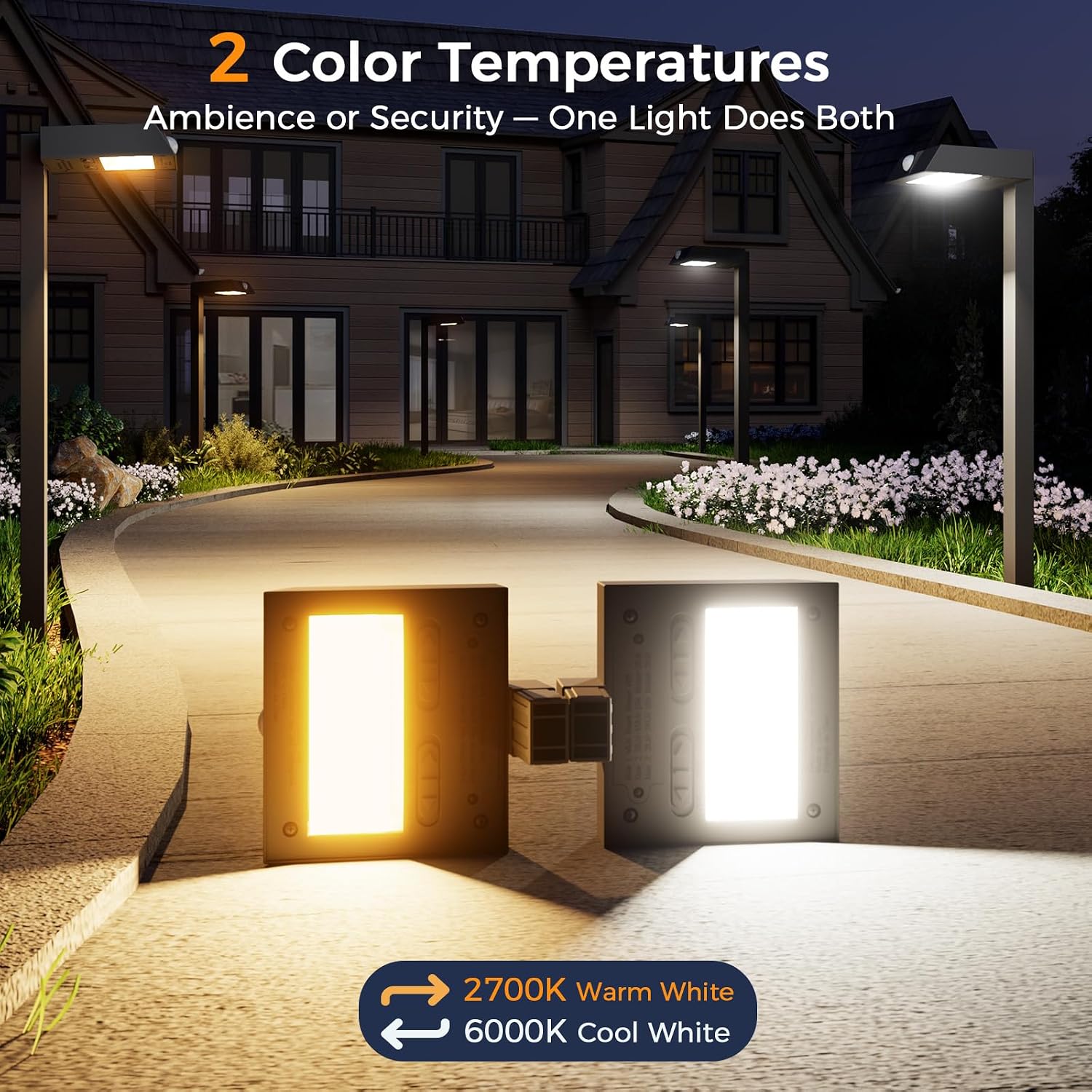 XMCOSY+ Solar Pathway Lights, 6 Pack Metal Motion Sensor Outdoor Lights | 300LM Bright Landscape Lights, All-Night Lighting, IP65 Waterproof Garden Light for Yard, Driveway & Walkway, Warm/Cool White