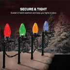 Christmas Light Yard Stakes [Set of 50] Outdoor Light Stakes - 8.5" Tall - Universal Christmas Pathway Lights On Yards, Driveways - Christmas Yard Stakes - USA Made