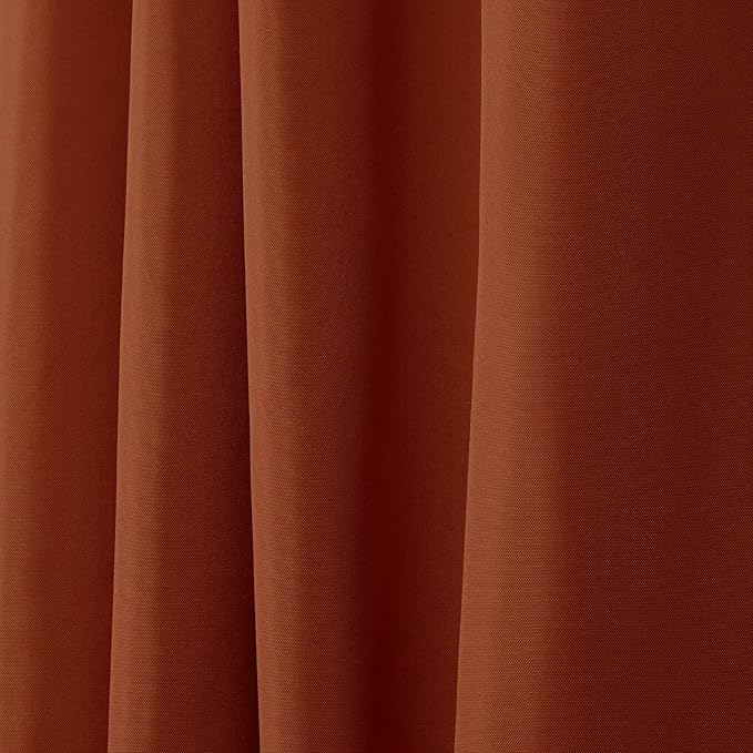 NICOLE MILLER NEW YORK Canvas Indoor/Outdoor Grommet Top Curtain Panel Pair, 54"x96", Orange Marmalade