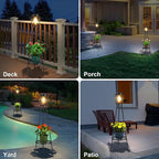 Solar Lights with Plant Stand, Outdoor Floor Lamp, Waterproof Solar LED Edison Bulb Light Flower Shelf for Patio Porch Deck Yard Garden Decor-1 Pack