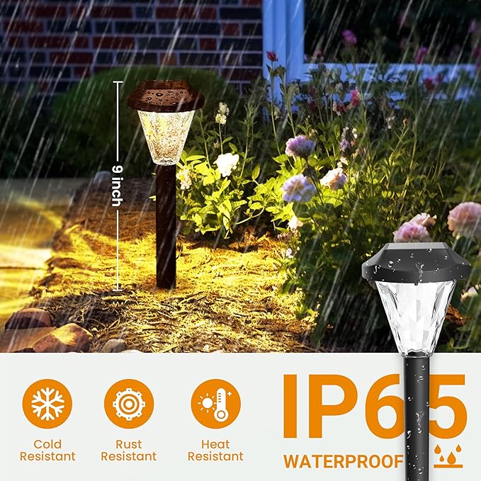 GIGALUMI 12 Pack Solar Lights Outdoor Waterproof, Outdoor Solar Lights for Yard, Solar Garden Lights, Yard Decorations Outdoor for Pathway, Patio, Garden, Driveway, Lawn, and Landscape(Warm White)