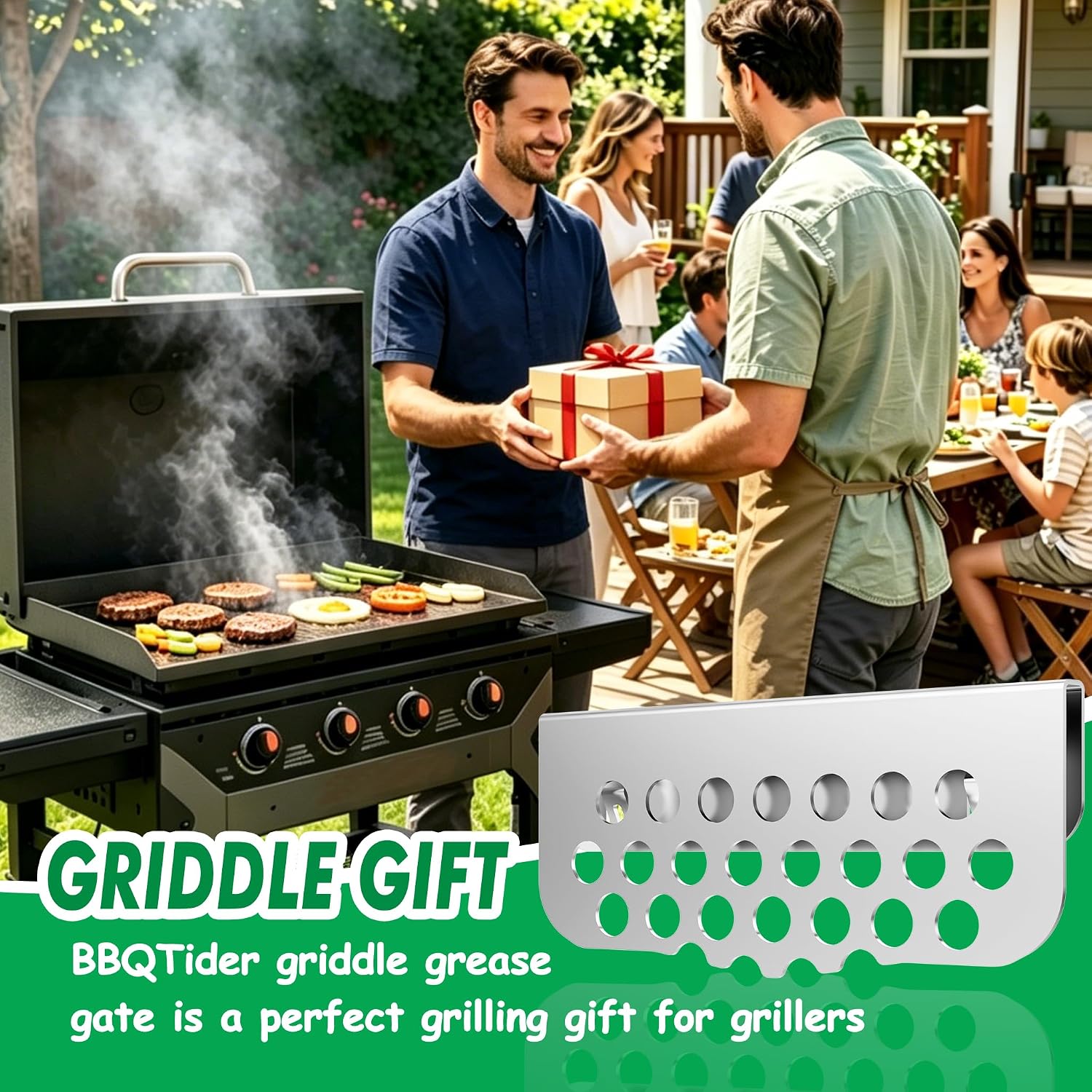 Grilling Rear Grease Gate for Blackstone Griddle Accessory Grease Blocker | Buckle Design Griddle Cooking Accessory Block Food into Rear Grease Catcher, Not For Old-style Long Hook 17" & 22" Blackstone