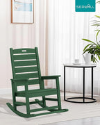 SERWALL Outdoor Rocking Chair Set of 2, Oversized Rocking Chair with Footboard for Adults, HDPE All Weather Resistant Rocking Chairs for Patio, 350lbs Weight Capacity,Green