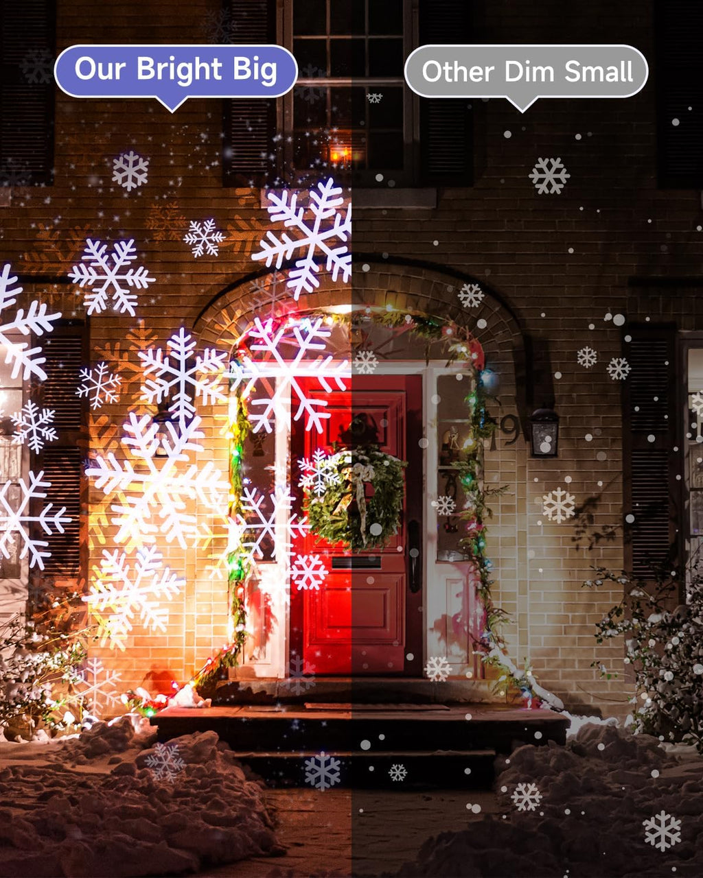 Double Head Christmas Snowflake Projector Light Outdoor, Outside Christmas Decorations Lights with Remote Control, Suitable for Indoor Garden Patio (L)