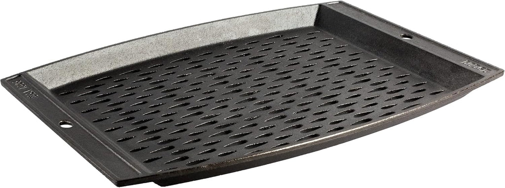 Lodge Pre-Seasoned Cast Iron Rectangle Grill Topper, 15 Inches | Protects Food from Falling Through the Grate, Cast Iron Grill Pan for Use Over Open Flame, Made in USA