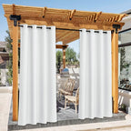 NICETOWN Canvas Waterproof Outdoor Curtains for Patio, Rustproof Grommet Indoor Outdoor Light & Heat & Cold Blocking Porch Curtains for Yard/Gazebo/Porch, W55 x L78, Lily White