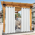 NICETOWN Canvas White Outdoor Curtains for Patio Waterproof, Silver Rustproof Grommet Top Privacy Protection Sun Block Indoor Outdoor Curtains/Drapes for Cabana, W55 by L95, 2 Panels