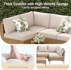 Jing's Villa 7-Piece Outdoor Patio Furniture Set,Ratten Conversation Sectional Sofa w/Coffee Table, All-Weather Patio Conversation Set with Thick and Anti-Slip Cushions for Backyard,Deck,Beige