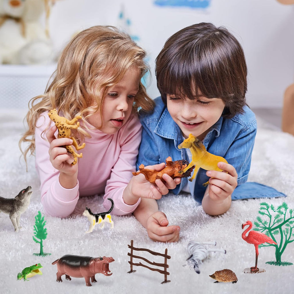 100piece set of animals figures & accessories showing dimensions
