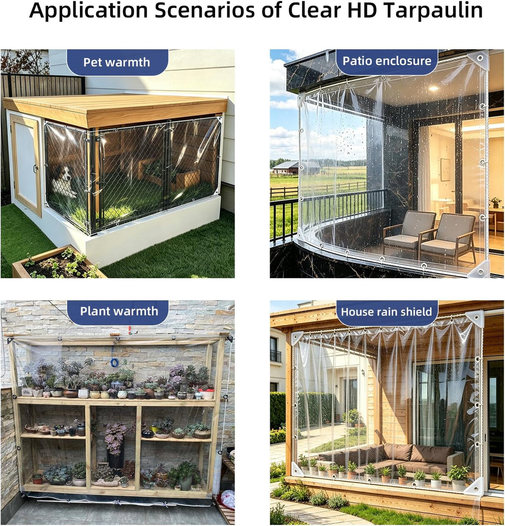 clear tarp with grommets, heavy duty waterproof transparent on a desk or shelf