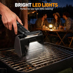 Electric Grill Brush, 4000mAh Rechargeable, 3 Speed Settings, LED Light, Detachable Stainless Steel Head, Support Rollers, Rotating Cleaning Brush – Suitable for Outdoor BBQ Grills, Black