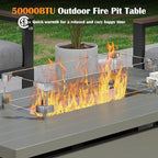 Sundale Outdoor 5 Pieces Patio Furniture Set with Fire Pit Table, Metal Outdoor Sectional Sofa with 6 Inch Olefin Cushion, All-Weather Modern Outdoor Conversation Sets for Backyard, Poolside