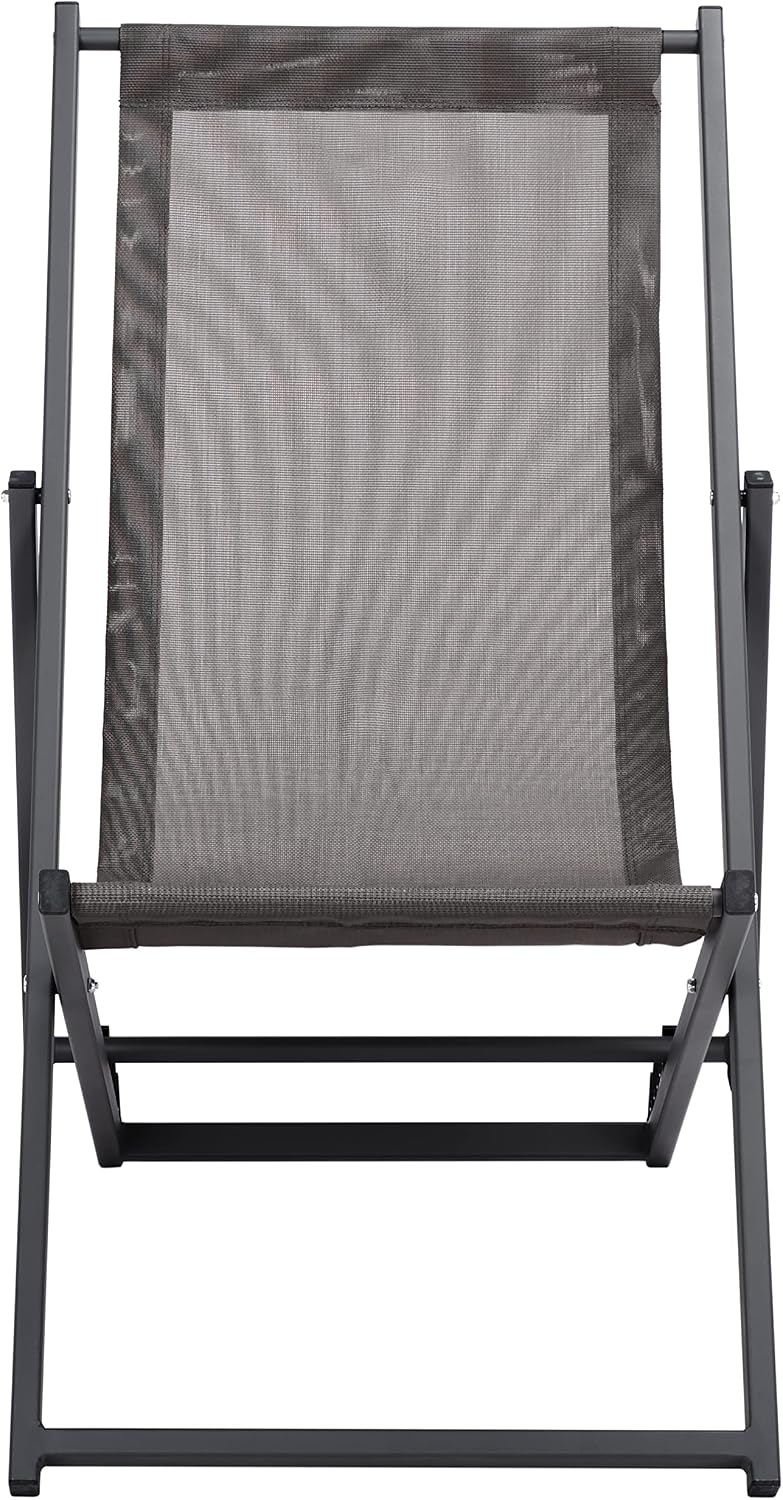 SAFAVIEH Outdoor Collection Breslin Grey/Grey Adjustable Folding Sling Chair Set of 2 (Fully Assembled)