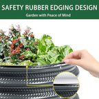 2 Pcs 2x2X1 ft Galvanized Raised Garden Bed with Embossed Leaf Vein Pattern, Light Green Metal Round Outdoor Planter Box for Vegetables, Fruits, Flowers & Herbs