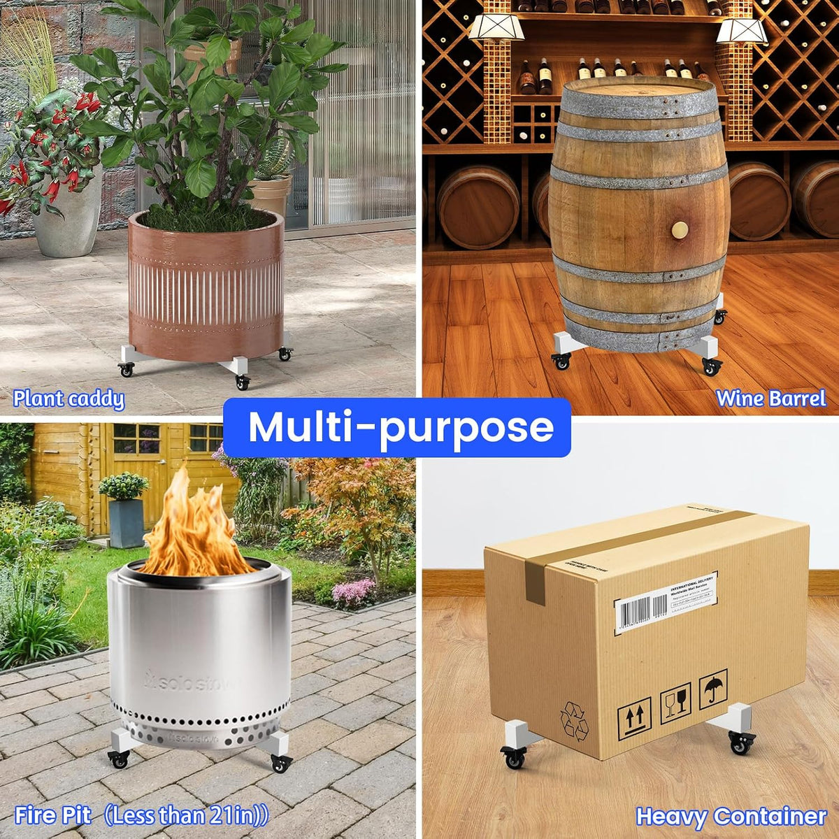 plant caddy with wheels, adjustable 14in to 21inch, package contents