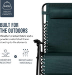 Best Choice Products Set of 2 Extra Wide Adjustable Steel Mesh Zero Gravity Lounge Chair Recliners w/Pillows and Cup Holder Trays - Forest Green