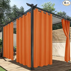 HolidayIdeas Outdoor Curtains for Patio Waterproof, 4 Panels - 54 x 95 Inch - Privacy Protection & Light Filtering Curtains Grommet Outside Curtains for Porch, Gazebo, Pergola (Mecca Orange)