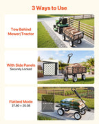 vevor 900 lbs steel garden cart, 2 in showing dimensions