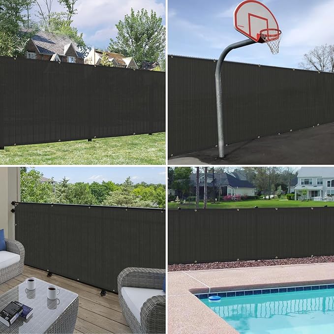 Windscreen4less Privacy Fence Screen Heavy Duty Windscreen Fencing Mesh Fabric Shade Net Cover with Brass Grommtes for Outdoor Wall Garden Yard Pool Deck, 6'x280' Black