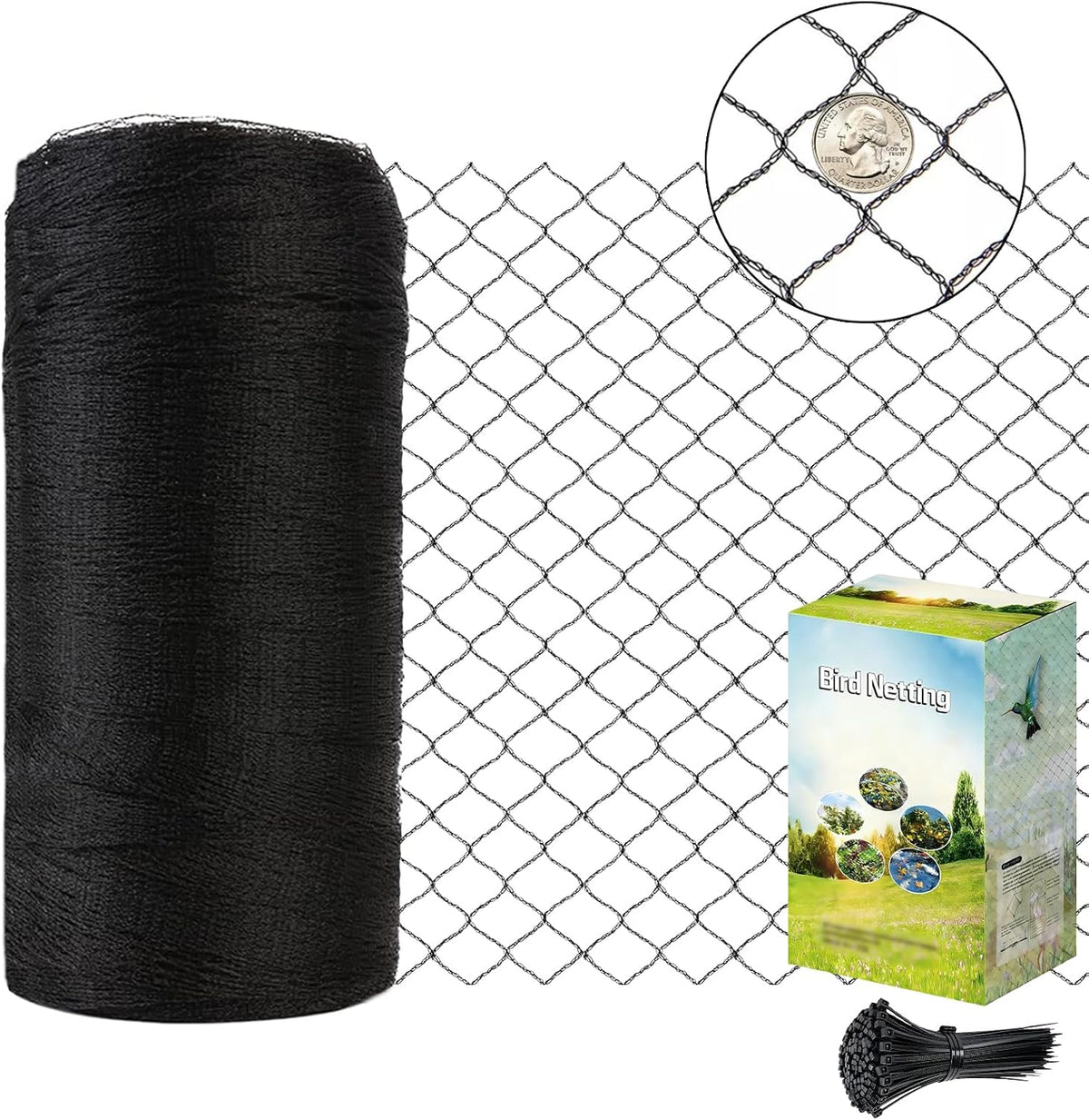poyee 25x50ft bird netting, 1 inch mesh, heavy, main product view