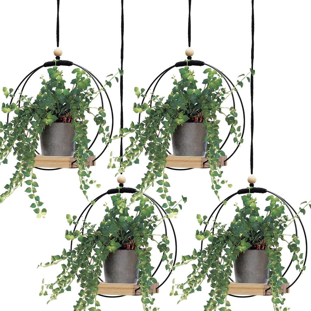 geelin 4 pcs hanging plant holder with wood, main product view