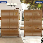 FENCY Outdoor Privacy Screen, 72" H×47" W Metal Privacy Screen, Outdoor Freestanding Privacy Screen & Panels for Deck Patio Balcony(Brown-Louvered)