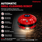 Grill Cleaning Robot, Electric Grill Brush with 4 Heads, 304 Stainless Steel Rotary Brush, Cordless Rechargeable BBQ Cleaner, 150Mins Runtime, 380 RPM, Automatic Grill Cleaner for Outdoor Grill, Red