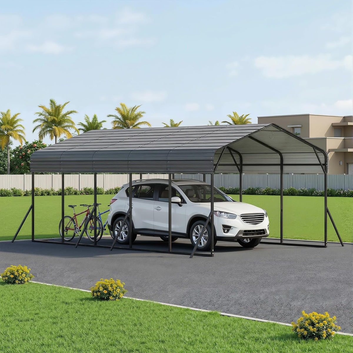 12x24ft metal carport, heavy duty carport with galvanized, main product view