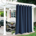 RYB HOME Outdoor Curtains for Patio Waterproof Block Sunlight Thermal Insulated Privacy Assured Thick Outside Curtains for Porch, Gazebo, Pergola, W84" x L95", Navy Blue, 1 Panel