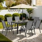 pamapic outdoor dining sets for 6, rectangular steel, main product view