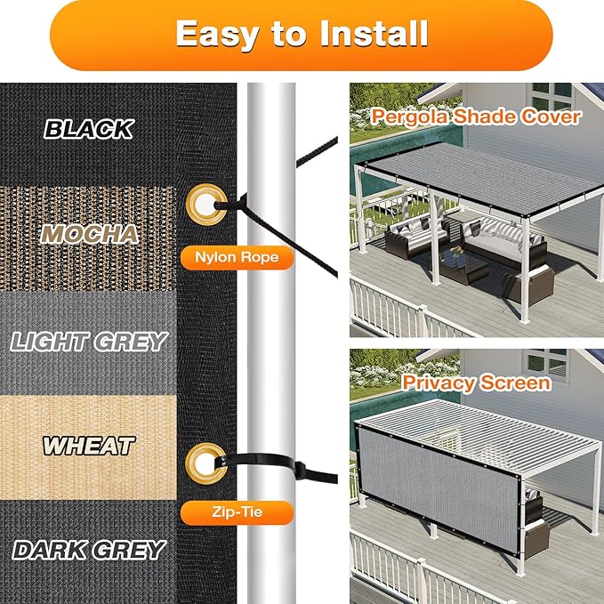 Artpuch Outdoor Pergola Shade Cover 19x20 FT Sun Shade Cloth with Grommets Light Grey 90% UV Protection Canopy Patio Privacy Screen (Customized Available)