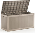 120 Gallon Waterproof Outdoor Storage Box,Resin Deck Box,Lockable Outside Storage Box Container for Patio Furniure,Garden,Pool Tools (120 Gallon,Grey)