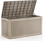 120 Gallon Waterproof Outdoor Storage Box,Resin Deck Box,Lockable Outside Storage Box Container for Patio Furniure,Garden,Pool Tools (120 Gallon,Grey)