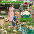Galvanized Raised Garden Bed for Gardening, 4x4x1ft Large Square Metal Planter Boxes Outdoor for Vegetable,Flower,Herb,Modular Above Ground Growing Container,Green,Easy Assembly