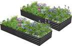2PCS 7x3x1ft Galvanized Raised Garden Bed Kit, Galvanized Planter Raised Garden Boxes Outdoor, Large Metal Raised Garden Beds for Vegetables,Black