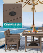SERWALL Patio Dining Sets for 10 Person, HDPE Dining Set with 2 Tables, 8 Armless Chairs and 2 Armed Dining Chairs, Coffee
