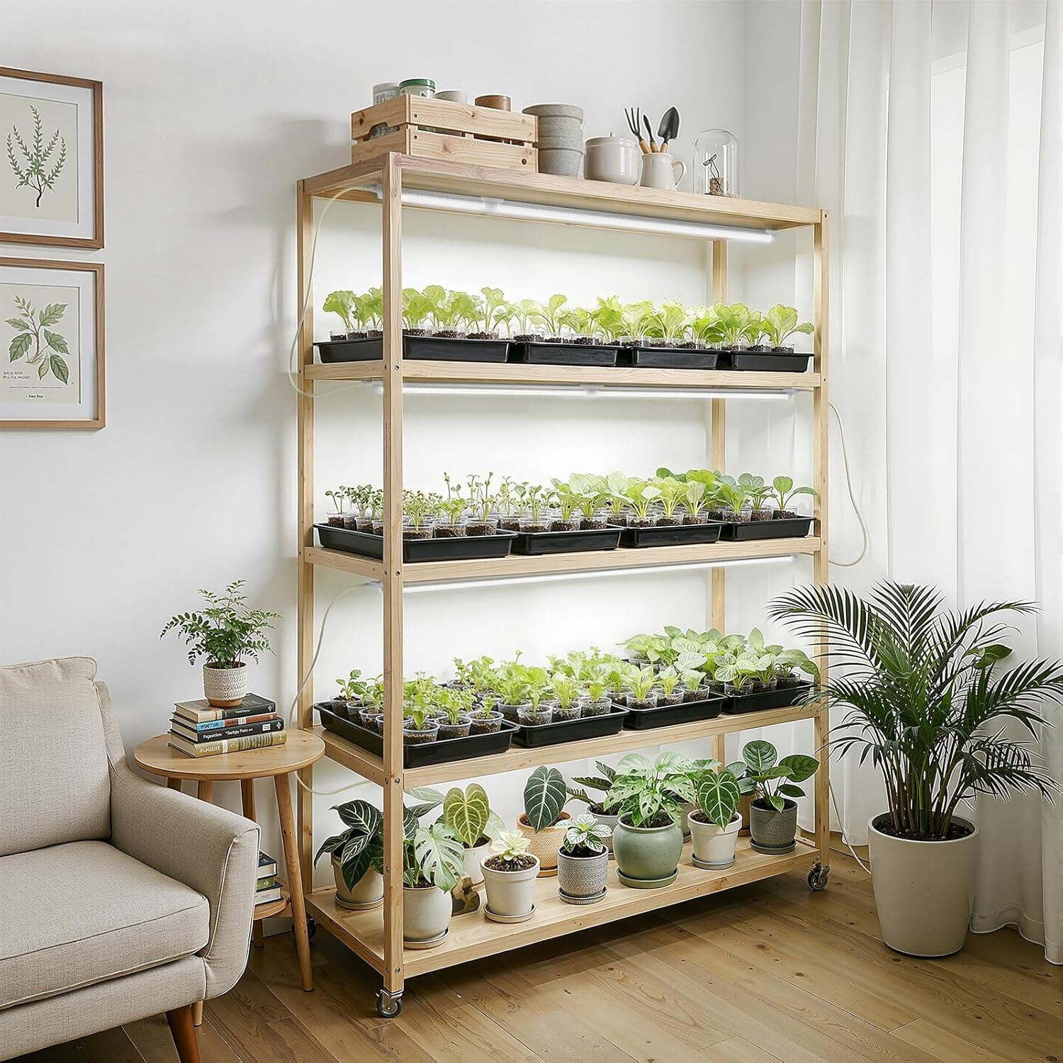 Barrina Plant Grow Lights, 4FT 5000K Full Spectrum Daylight White, 6 Packs | 252W(6 x 42W, 1400W Equivalent), T8 LED Grow Light Strips, Growing Lamp Fixture, Plant Lights for Indoor Plants, Greenhouse
