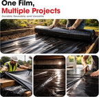 10 mil black plastic sheeting (10' x 100') on a desk or shelf