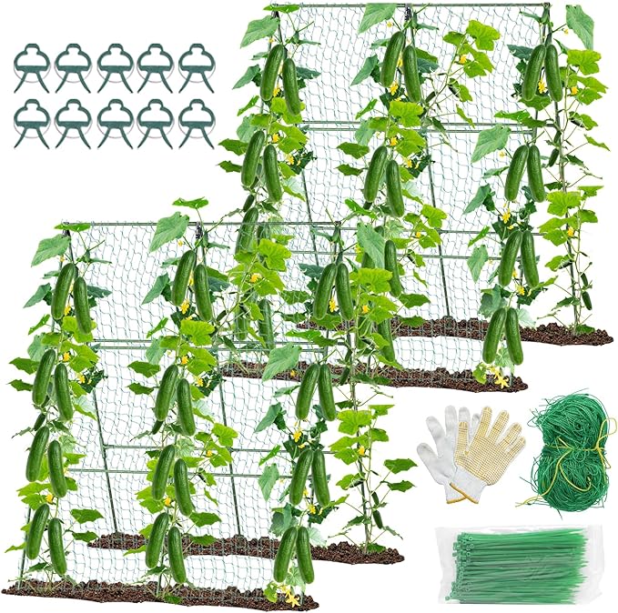 55" H x 36" W Cucumber Trellis for Raised Bed Garden, Cucumber Trelli for Climbing Plants Outdoor，A-Frame Vegetable Grow Supports, Tomato Plant Support for Tomato Squash Zucchini (1PC)