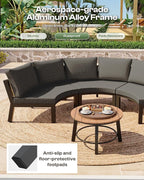 Outdoor Patio Sectional Modular Sofa, Aluminum 1 Piece Curved Patio Couch with Washable Cushions, All Weather PE Rope Sofa for Backyard,Porch, Deck, Poolsid, Graphite