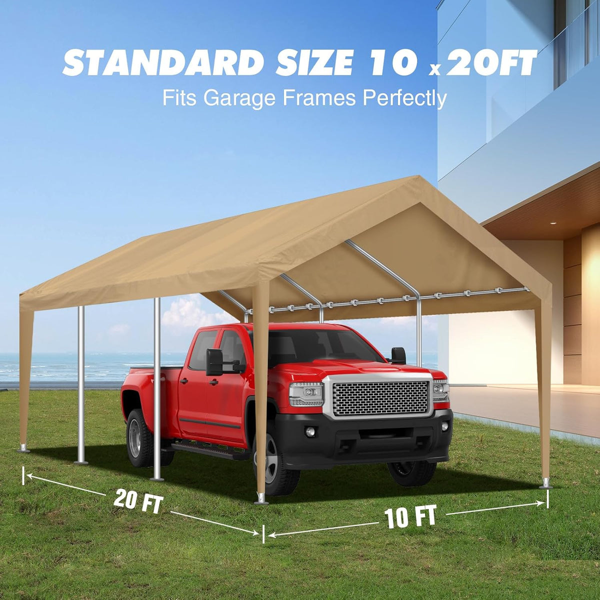 10x20ft carport canopy replacement cover heavy duty waterproof shown in use