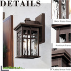 zeyu 12 Inch Patio Wall Light Fixture, 2 Pack Outdoor Modern Wall Lights, Die-Cast Aluminum, Oil Rubbed Bronze Finish with Water Ripple Glass Glass, 20068B1-2PK ORB WP